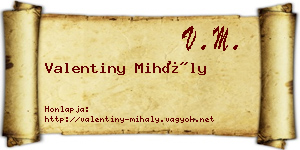 Valentiny Mihály névjegykártya